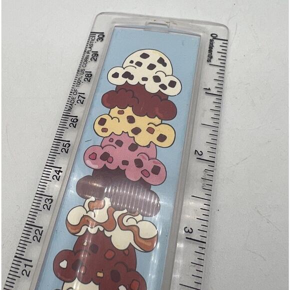 Vtg Ben & Jerry's Giant Ice Cream Cone 12" School Ruler 2007 Blue Pink RARE - Picture 1 of 5